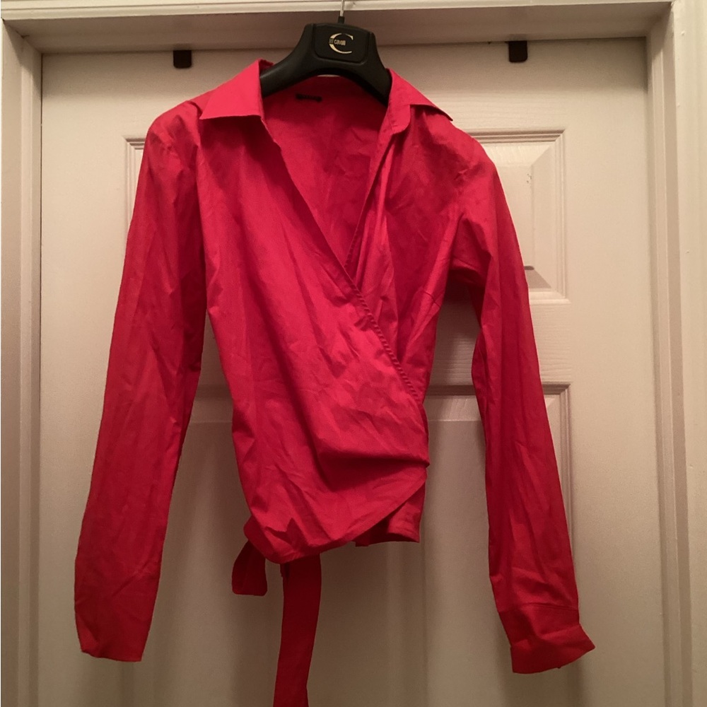 Joseph Pink Button Down Wrap Top